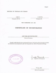 CERTIFICATE OF REGISTRATION WITH THE MINISTRY OF LEGAL AFFAIRS