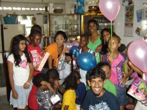 Friends and children gathered together
